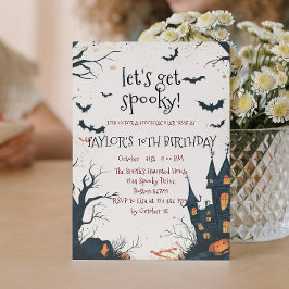 Spooky House en Forest Halloween verjaardagsfeestj Kaart