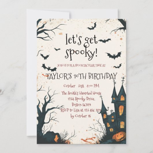 Spooky House en Forest Halloween verjaardagsfeestj Kaart (Voorkant)