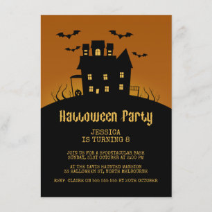 Spooky House Halloween Birthday Invitation Kaart