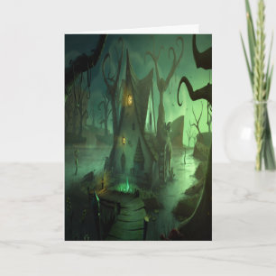 Spooky House Halloween Card Feestdagen Kaart