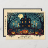 Spooky House Halloween Dinner Party Invitation Kaart (Voorkant / Achterkant)