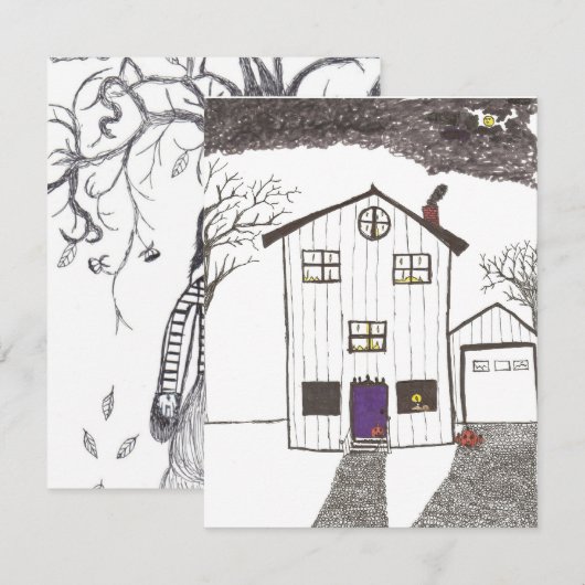 Spooky house Halloween nodigen Kaart (Voorkant / Achterkant)