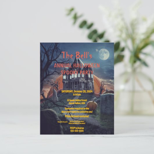 Spooky House Halloween Party Invitation (Staand voorkant)