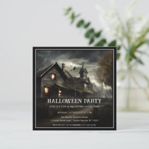 Spooky House Halloween Party Invitation Kaart