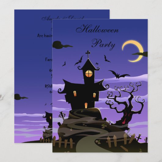 Spooky House Halloween Party Kaart (Voorkant / Achterkant)