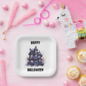 Spooky House Happy Halloween Party Papieren Bordje (Feest)