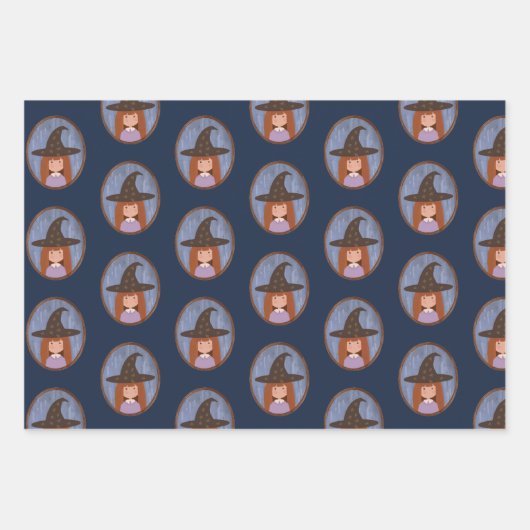 Spooky House Leuke Kleine Heks Uil Maan Halloween Inpakpapier Vel (Voorkant 2)