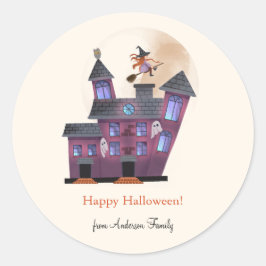 Spooky House Little Witch Home Spooky Home Ronde Sticker