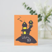 Spooky House op de heuvel Halloween Feestdagenkaart (Staand voorkant)