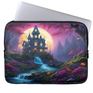 Spooky House op Halloween Hill Laptop Sleeve