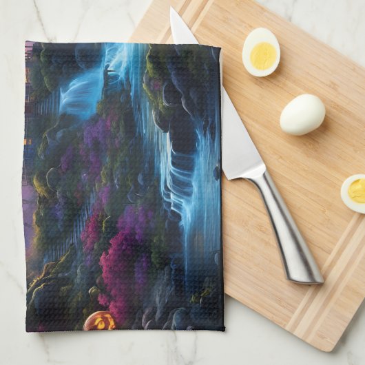 Spooky House op Halloween Hill Theedoek (Quarter Fold)