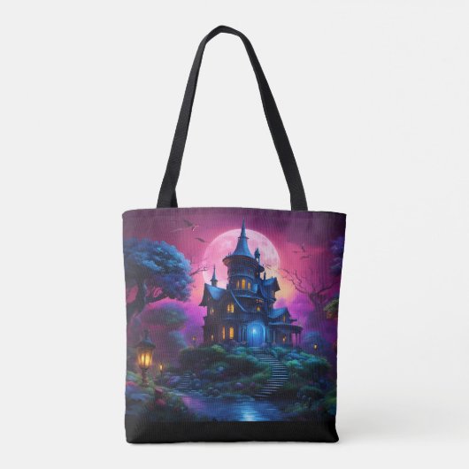 Spooky House op Halloween Hill Tote Bag (Achterkant)