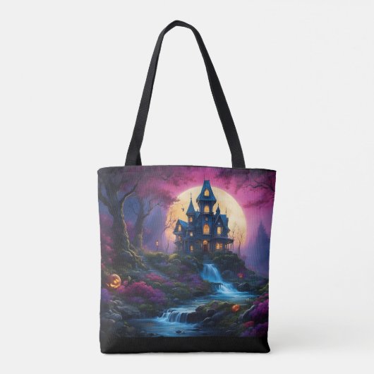 Spooky House op Halloween Hill Tote Bag (Achterkant)