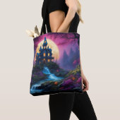 Spooky House op Halloween Hill Tote Bag (Dichtbij)
