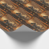 Spooky House Pompoen Halloween Collectie Cadeaupapier (Hoek)