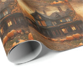 Spooky House Pompoen Halloween Collectie Cadeaupapier (Rol Hoek)