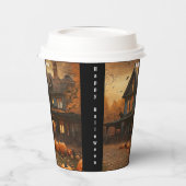 Spooky House Pompoen Halloween Collectie Papieren Bekers (Links)