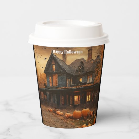 Spooky House Pompoen Halloween Collectie Papieren Bekers (Voorkant)