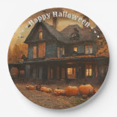 Spooky House Pompoen Halloween Collectie Papieren Bordje (Voorkant)