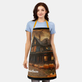 Spooky House Pompoen Halloween Collectie Schort (Gedragen)