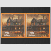Spooky House Pompoen Halloween Collectie Tissuepapier (Voorkant)