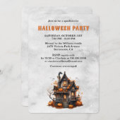 Spooky House Pumpkins Ghost Halloween Party Kaart (Voorkant / Achterkant)