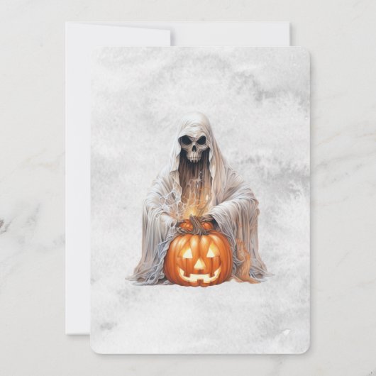Spooky House Pumpkins Ghost Halloween Party Kaart (Achterkant)