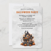 Spooky House Pumpkins Ghost Halloween Party Kaart (Voorkant)
