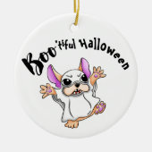 Spooky Hugs: Schattigee Bulldog Boo ghost Hallowee Keramisch Ornament (Voorkant)