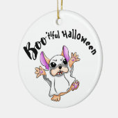 Spooky Hugs: Schattigee Bulldog Boo ghost Hallowee Keramisch Ornament (Links)