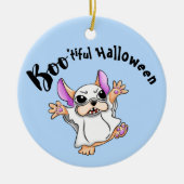 Spooky Hugs: Schattigee Bulldog Boo ghost Hallowee Keramisch Ornament (Voorkant)