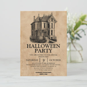 Spooky  Huis Halloween Kostuumfeest Kaart