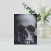 Spooky Human Skull Grim Black White Photography Briefkaart (Staand voorkant)