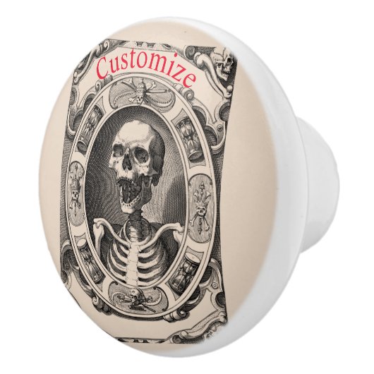 Spooky Human Skull Thunder_Cove Keramische Knop (Rechts)