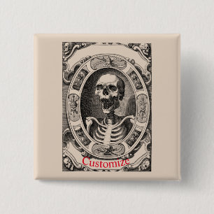 Spooky Human Skull Thunder_Cove Vierkante Button 5,1 Cm
