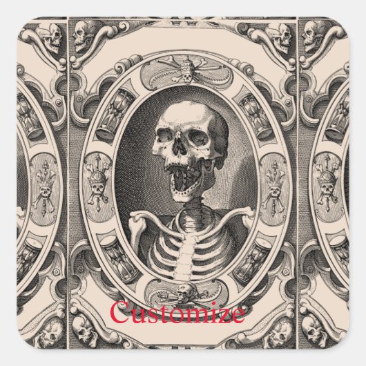 Spooky Human Skull Thunder_Cove Vierkante Sticker (Voorkant)