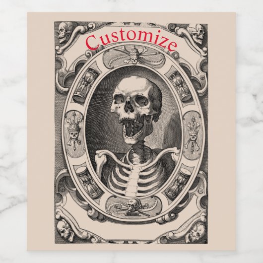 Spooky Human Skull Thunder_Cove Wijn Etiket (Enkel label)