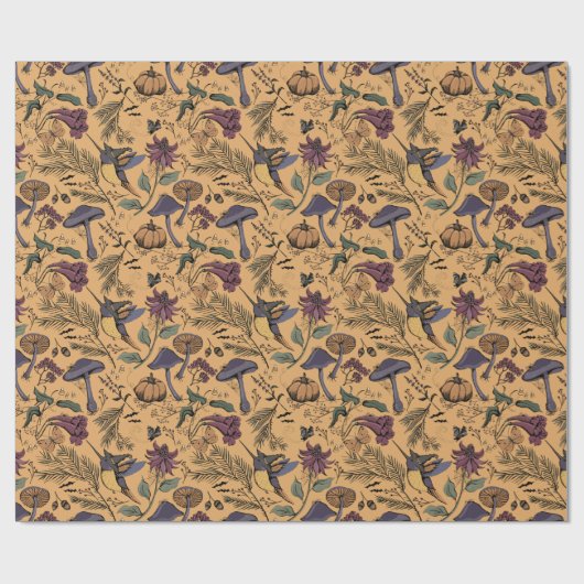 Spooky Hummingbird Garden Herfst Oker Cadeaupapier (Vlak)