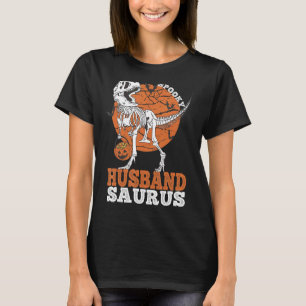 Spooky Husband Saurus Dinosaur Skeleton rex Pumpki T-shirt