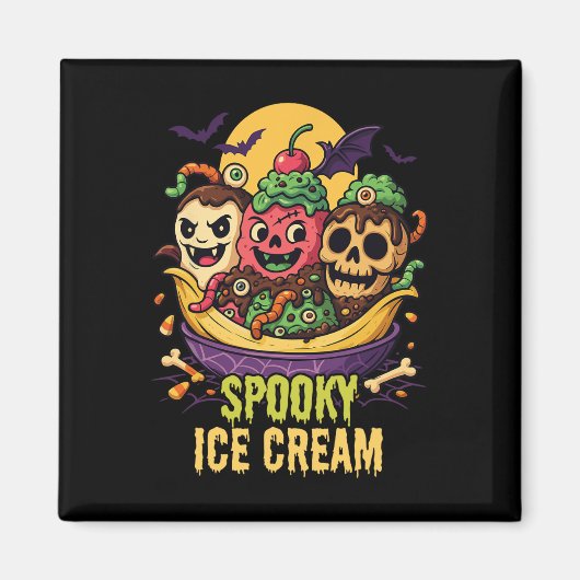 Spooky Ice Cream Dessert Halloween Design Magneet (Voorkant)