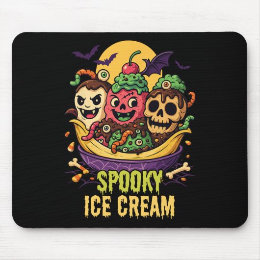 Spooky Ice Cream Dessert Halloween Design Muismat (Voorkant)