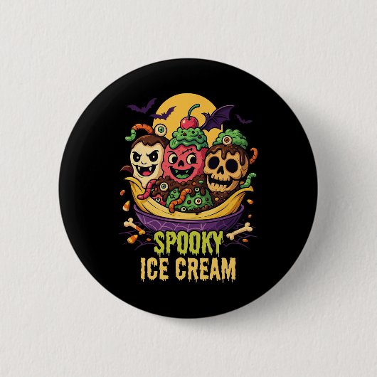 Spooky Ice Cream Dessert Halloween Design Ronde Button 5,7 Cm (Voorkant)