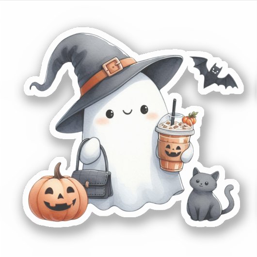 Spooky Iced Coffee Vinyl Sticker (Voorkant)