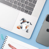 Spooky Iced Coffee Vinyl Sticker (Laptop met iPhone)