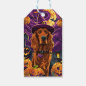 Spooky Ierse Rode Setter Halloween Witch Pumpkin Cadeaulabel (Voorkant)