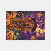 Spooky Ierse Rode Setter Halloween Witch Pumpkin Fleece Deken (Voorkant (Horizontaal))