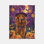 Spooky Ierse Rode Setter Halloween Witch Pumpkin Fleece Deken (Voorkant)
