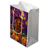 Spooky Ierse Rode Setter Halloween Witch Pumpkin Medium Cadeauzakje (Voorkant Gekanteld)