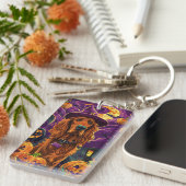 Spooky Ierse Rode Setter Halloween Witch Pumpkin Sleutelhanger (Voorkant Rechts)