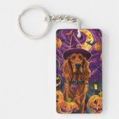 Spooky Ierse Rode Setter Halloween Witch Pumpkin Sleutelhanger (Voorkant)